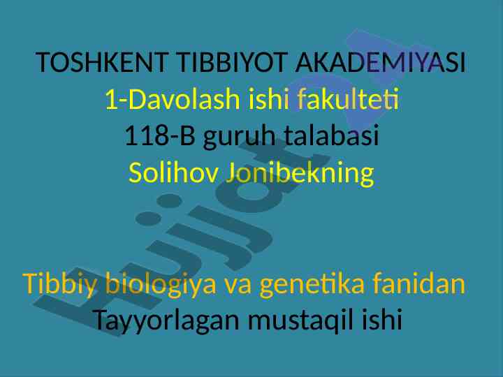 Tibbiy biologiya va genetika oqsil biosintezi
