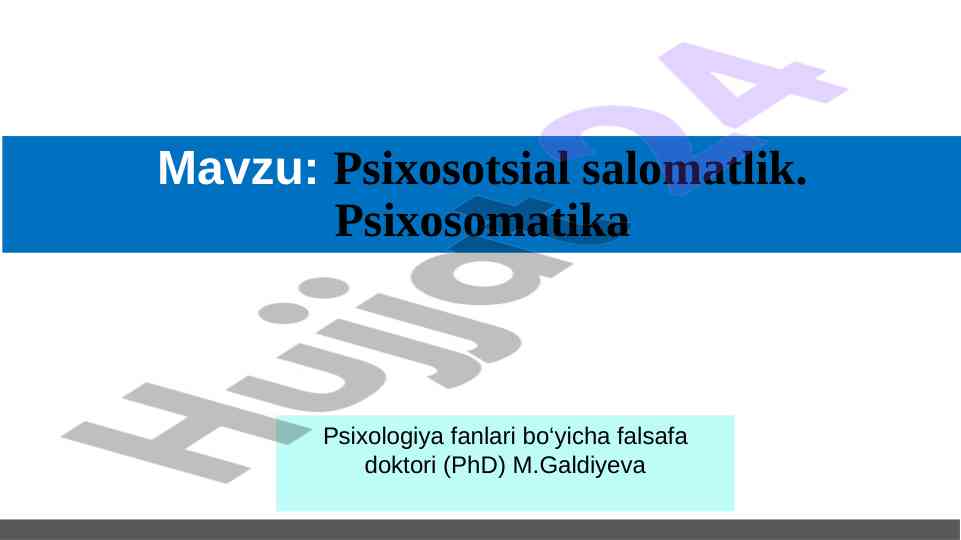Psixosotsial salomatlik va psixogigiena tahlili