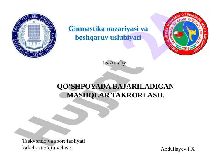 Gimnastika nazariyasi va boshqaruv uslubiyati