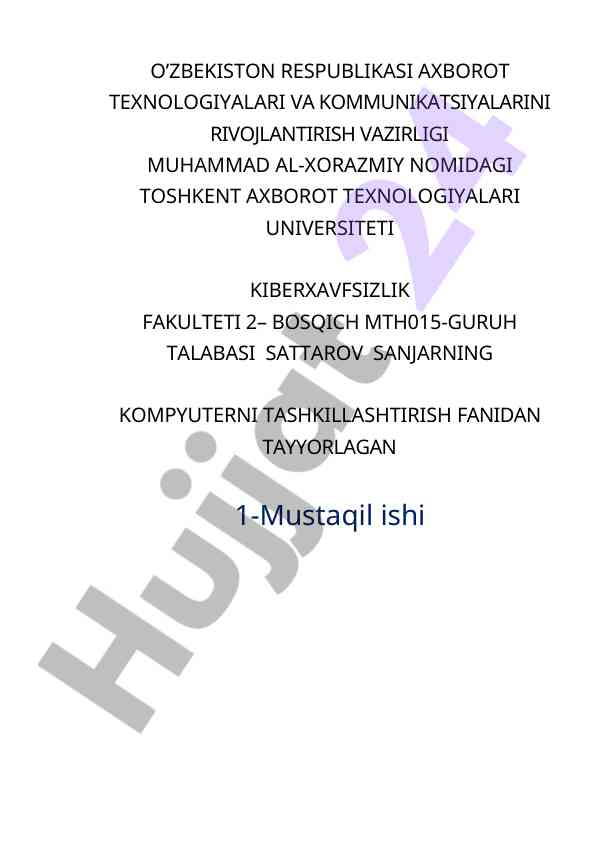 Buyruqlar tizimi arxitekturasi haqida mustaqil ish