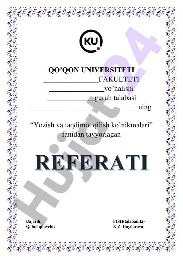 Yozish va taqdimot qilish ko’nikmalari