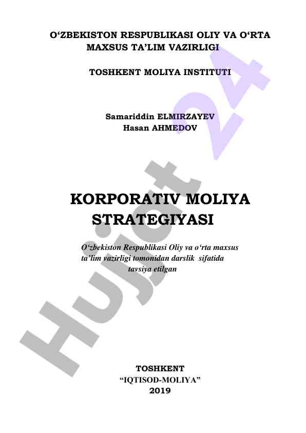 Korporativ moliya strategiyasi darsligi 2019 yil