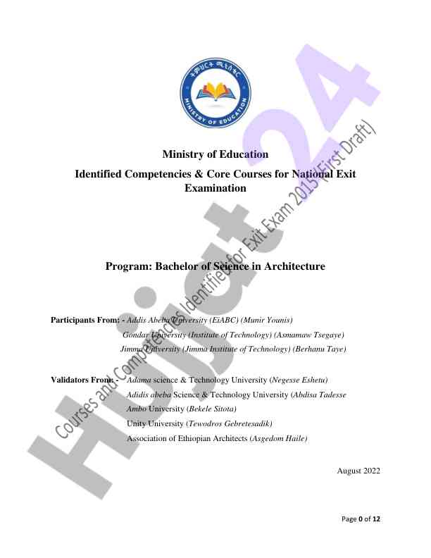 National exit examination competencies in architecture