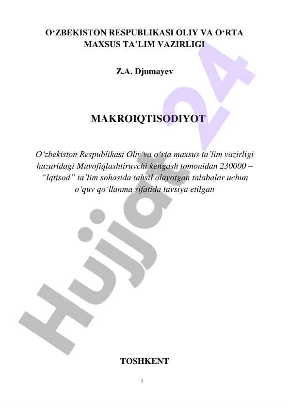 Makroiqtisodiyot o‘quv qo‘llanma talabalar uchun