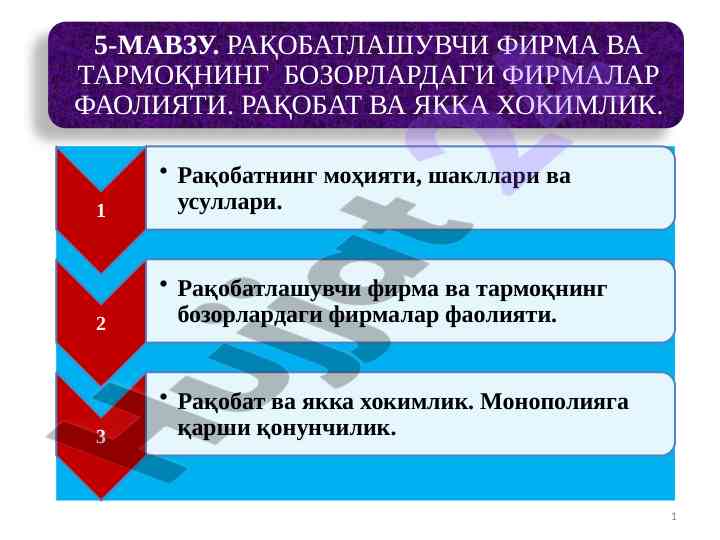 Raqobat turlari va monopoliyalarning iqtisodiy asoslari
