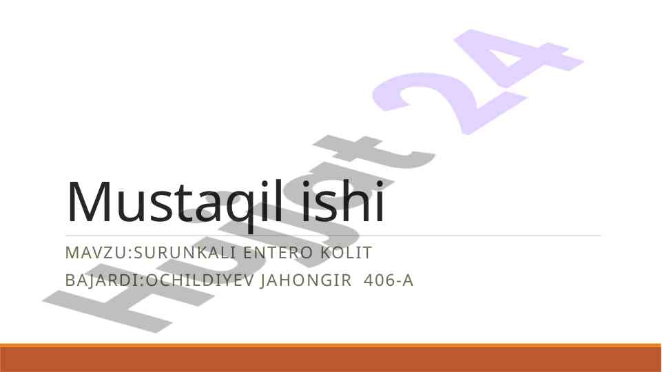 Surunkali enterokolit kasalligi haqida mustaqil ish
