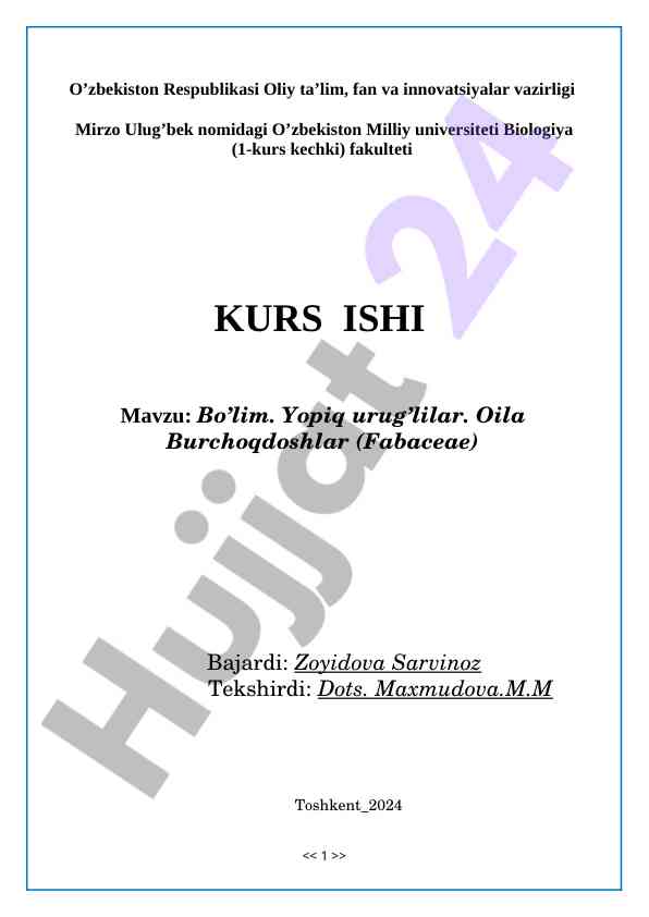 Burchoqdoshlar oilasi haqida umumiy ma’lumot