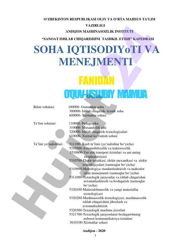 Ta’lim yo‘nalishlari va bilim sohalari