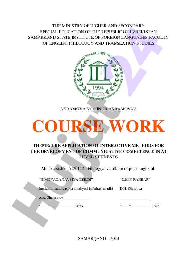 Interactive methods enhancing a2 level communicative competence