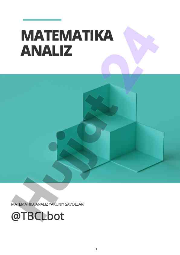 Matematik analiz yakuniy nazorat savollari