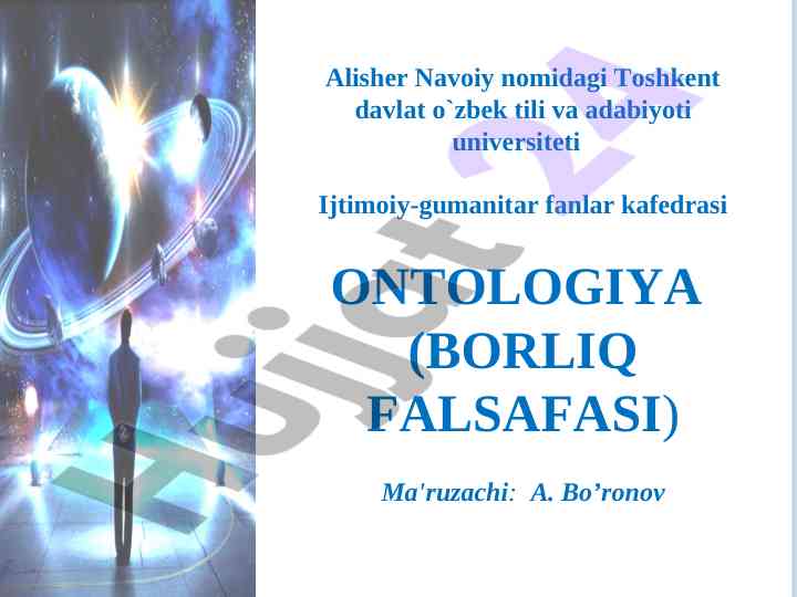 Ontologiya va tabiat falsafasi haqida ma'ruza
