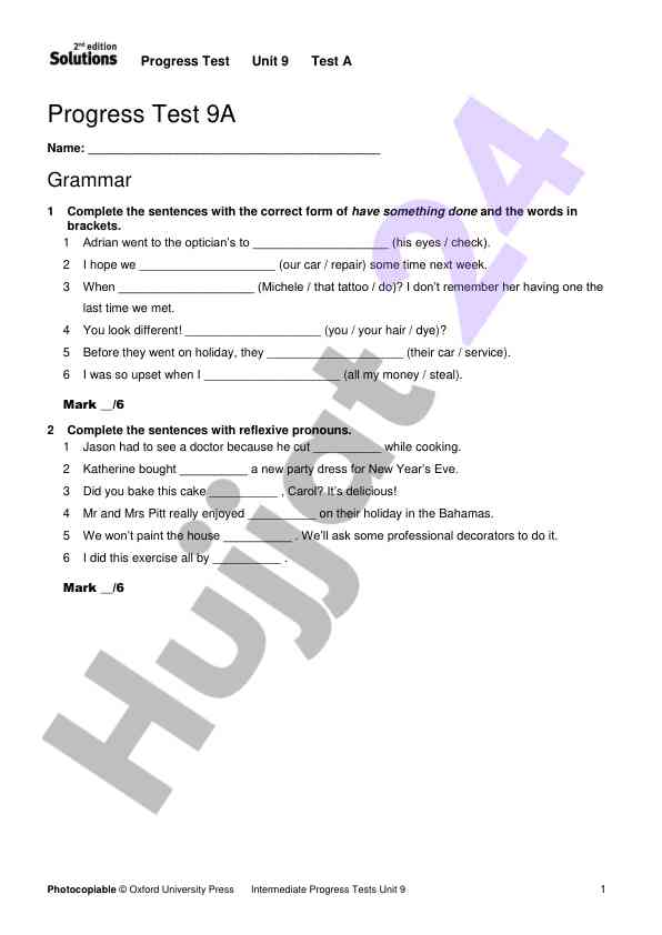 Progress test unit 9 a grammar exercises