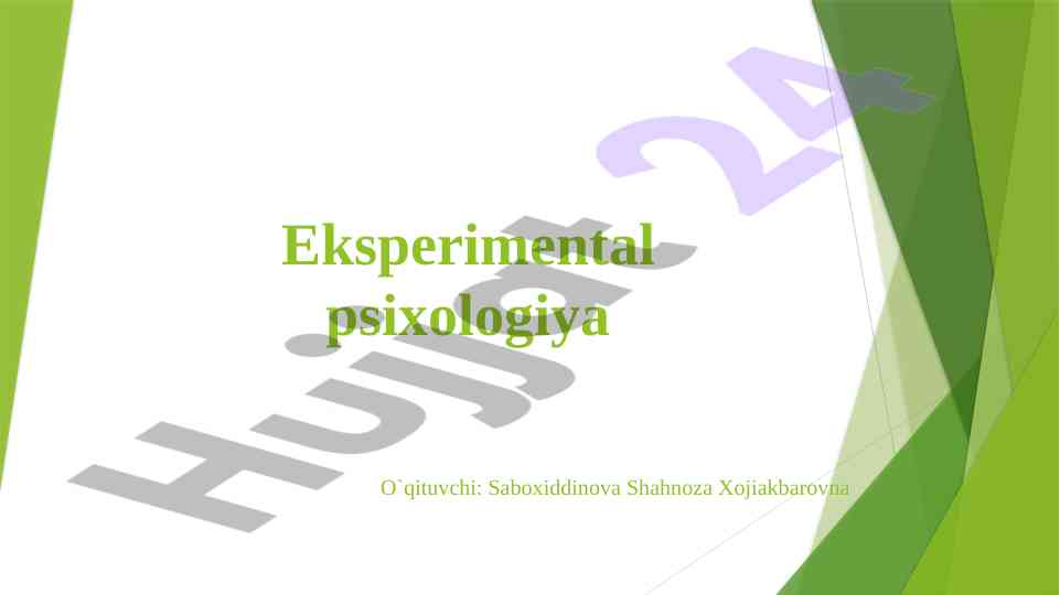 Eksperimental psixologiya: tajriba va metodikalar