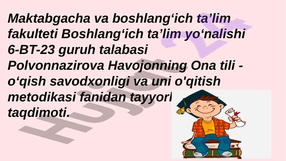 Ona tili o'qish savodxonligi va o'qitish metodikasi