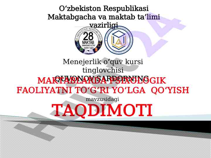 Psixologik faoliyatni maktablarda yo‘lga qo‘yish