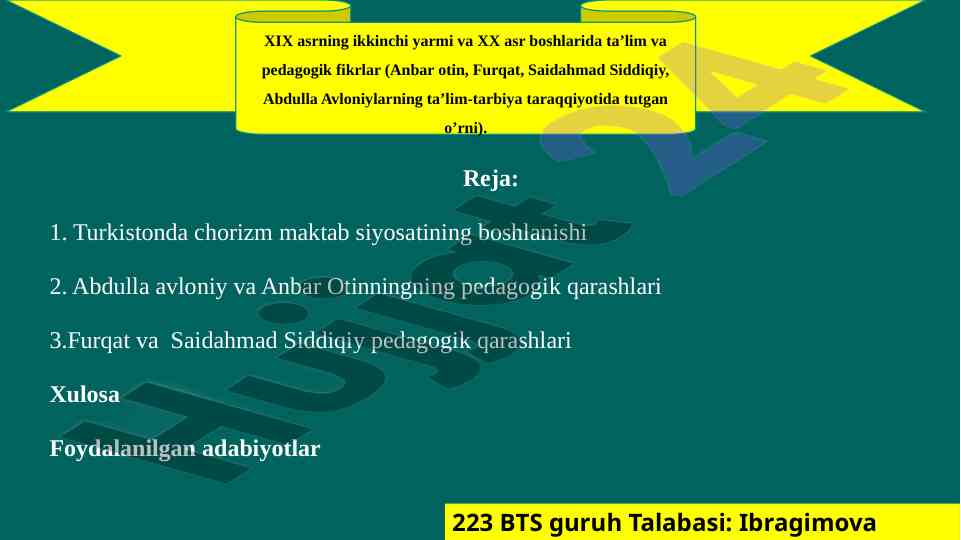 Turkistonda chorizm maktab siyosati asoslari