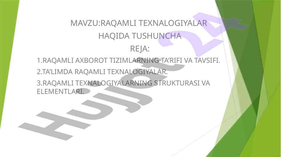Raqamli texnologiyalar haqida tushuncha