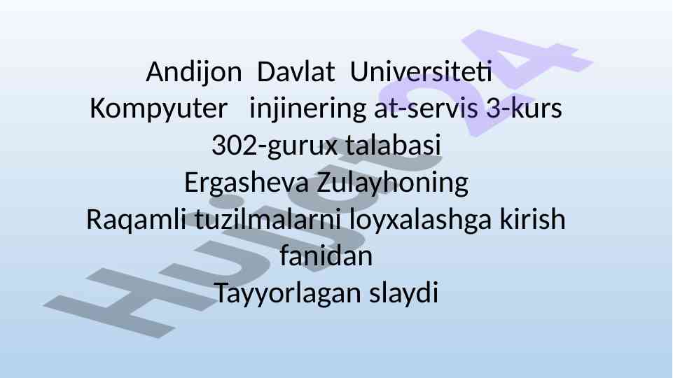 Raqamli tuzilmalarni loyxalashga kirish
