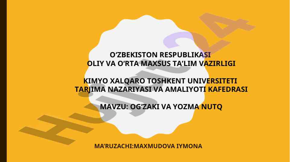 Og‘zaki va yozma nutq tahlili mavzusi