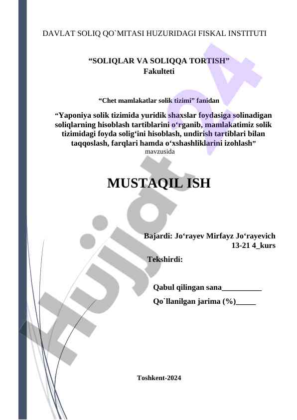 Yaponiya solik tizimidagi yuridik shaxslar foydasi soliqlari