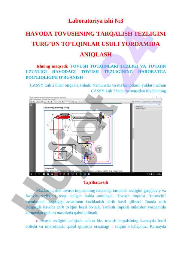 Havoda tovushning tarqalish tezligini o'rganish