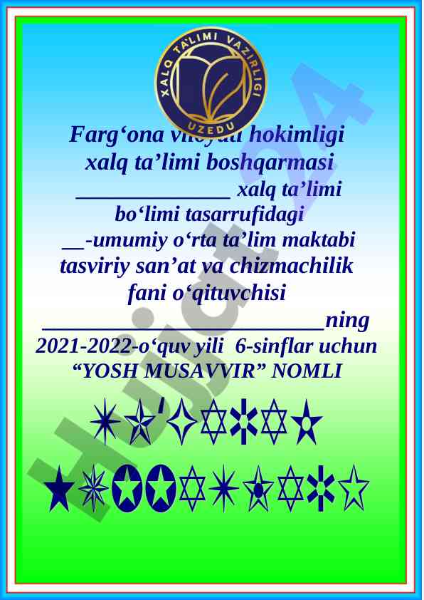 Yosh musavvir to‘garak faoliyati haqida ma’lumot