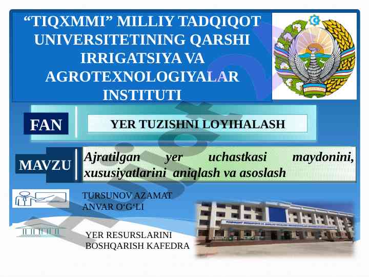 Yer tuzishni loyihalash asoslari va usullari