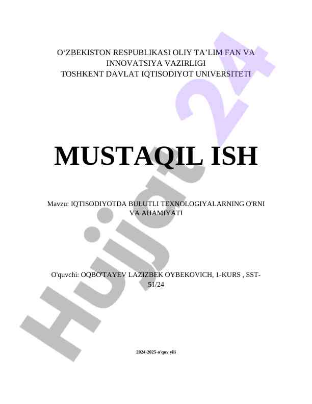 Iqtisodiyotda bulutli texnologiyalarning o'rni