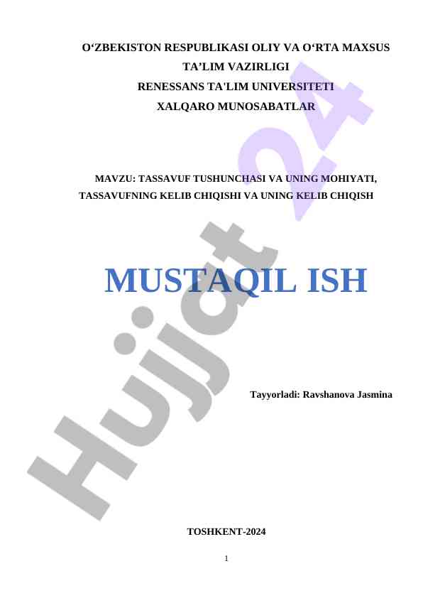 Tasavvuf tushunchasi va uning mohiyati