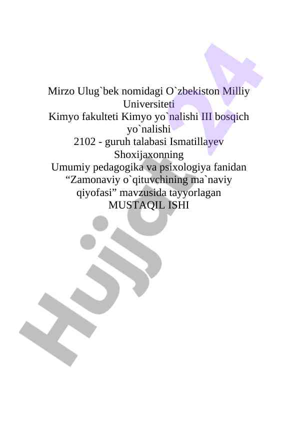 Zamonaviy o‘qituvchining ma‘naviy qiyofasi