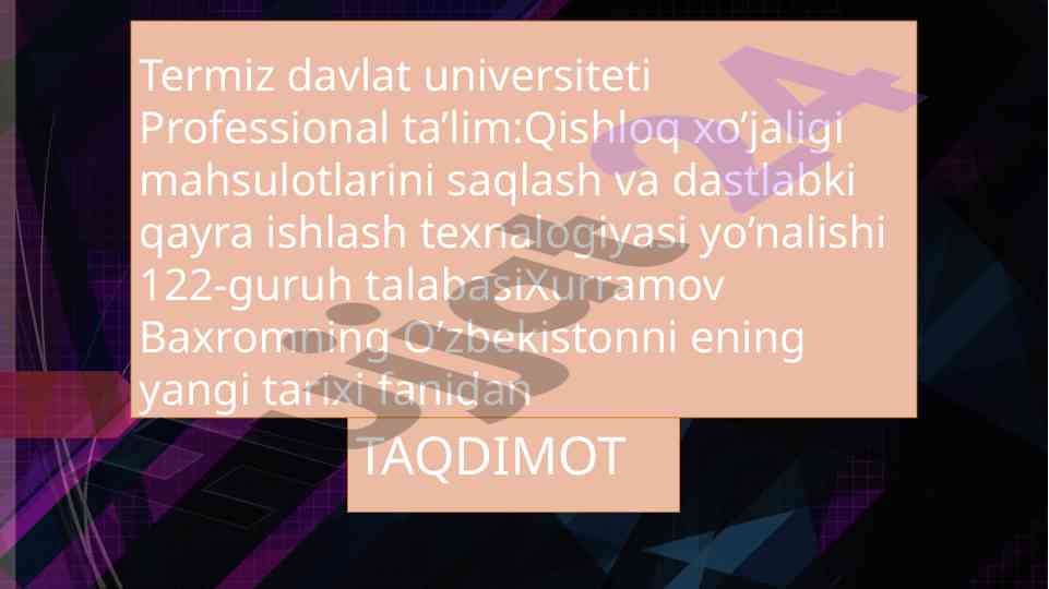 Mustaqil o'zbekiston respublikasi tarixi taqdimoti