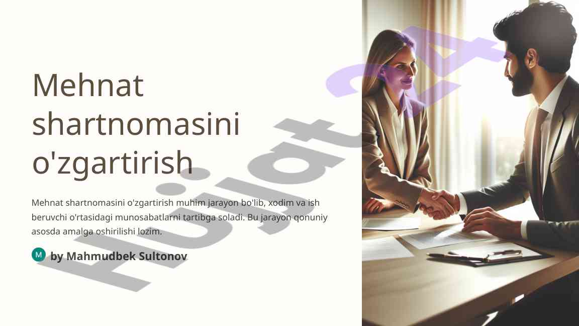Mehnat shartnomasini o'zgartirish jarayoni