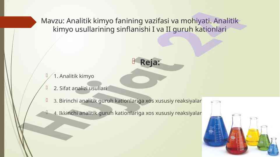 Analitik Kimyo Fanining Vazifasi Va Mohiyati