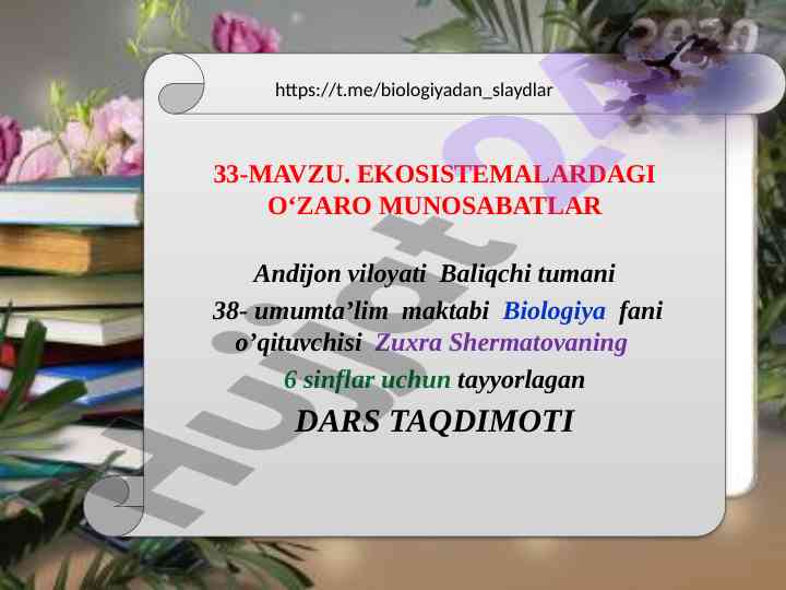 Ekosistemalardagi o‘zaro munosabatlar taqdimoti