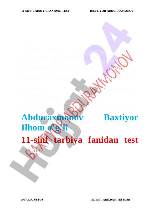 11-sinf tarbiya fanidan test kitobi
