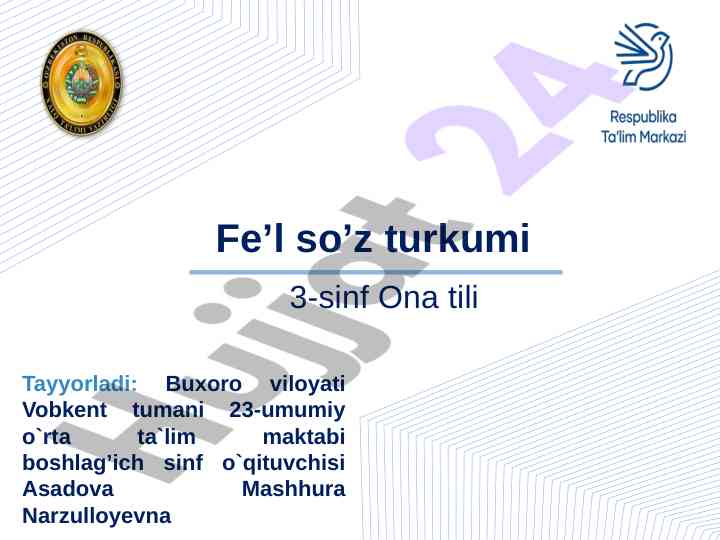 Fel so'z turkumi bilan tanishtirish dars rejasi