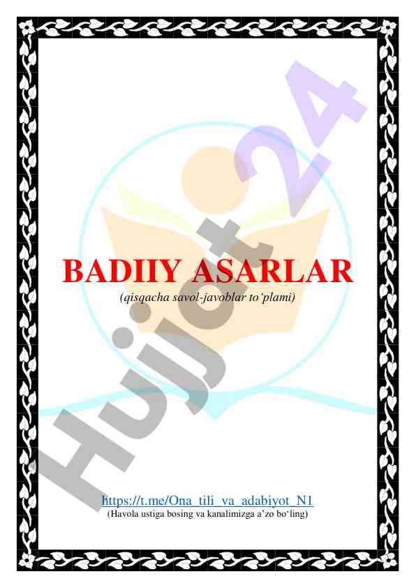 Badiiy asarlar to'plami va savol-javoblar