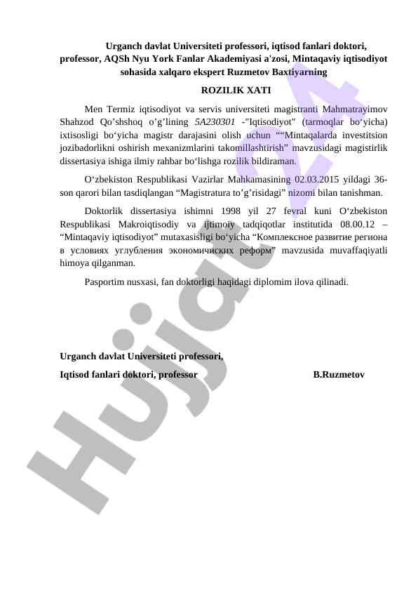Mintaqalarda investitsion jozibadorlikni oshirish