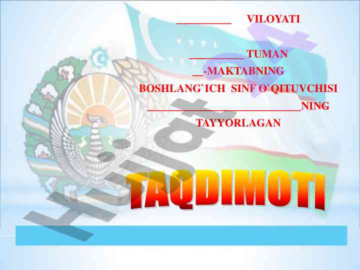 Mustaqillik bayramiga bag‘ishlangan dars ishlanmasi