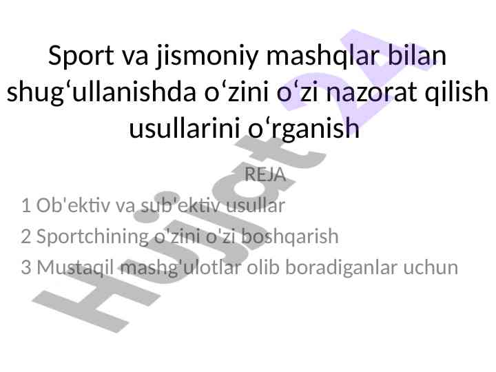 O'zini o'zi nazorat qilish usullari sportda