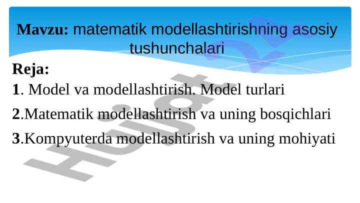Matematik Modellashtirishning Asosiy Tushunchalari