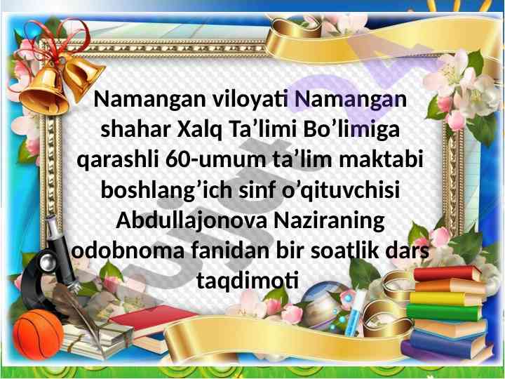 Sog’liqni saqlash uchun dars taqdimoti