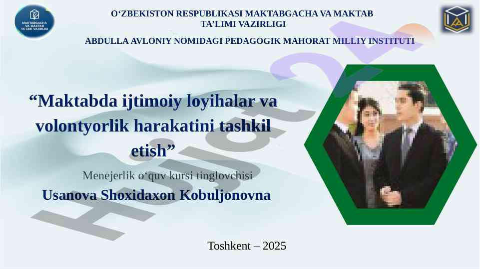 Ijtimoiy loyihalar va volontyorlik tashkil etish