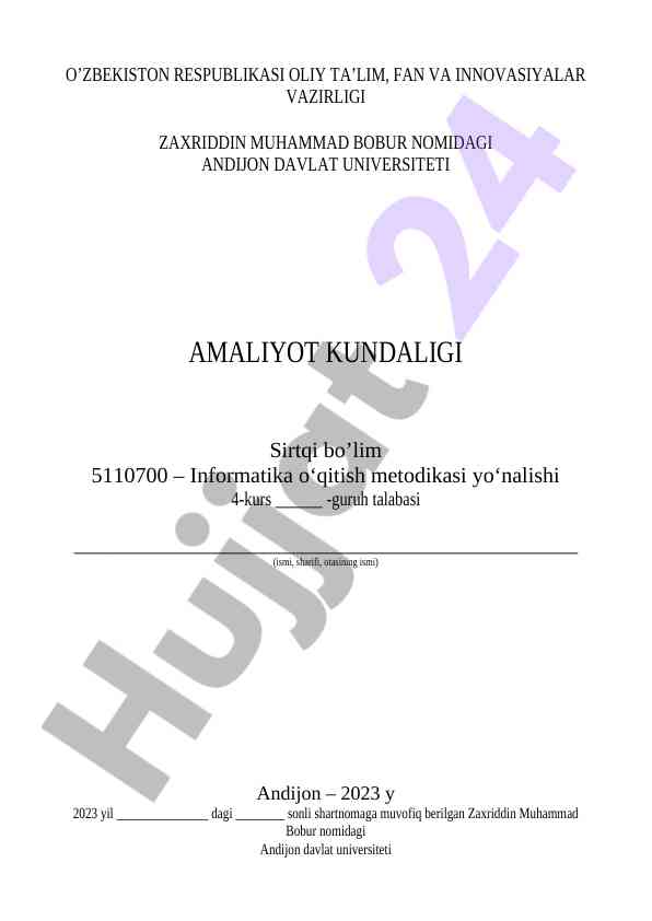 Amaliyot kundaligi modelo yechimlar bilan