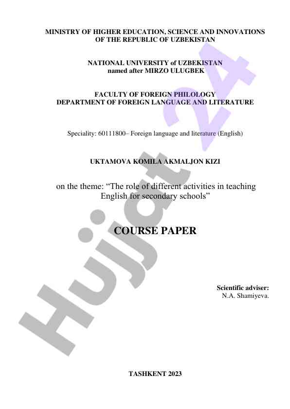 The role of activities in teaching english for schools