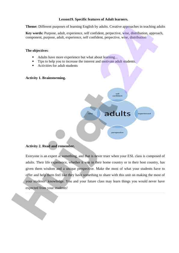 Creative approaches in teaching adult learners