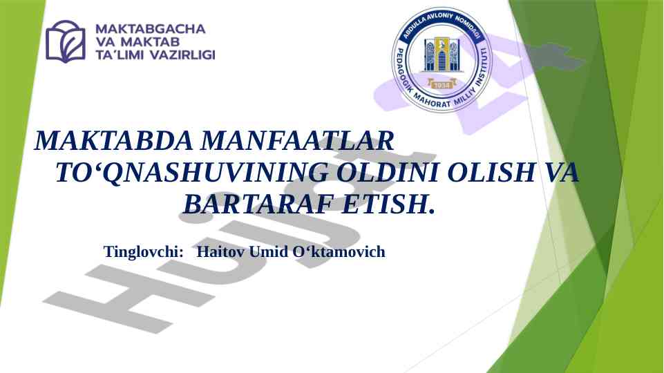 Maktabda manfaatlar to‘qnashuvini oldini olish