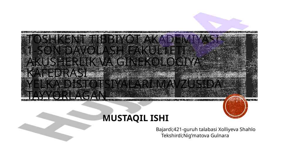 Yelka Distotsiyalari Mavzusida Mustaqil Ish