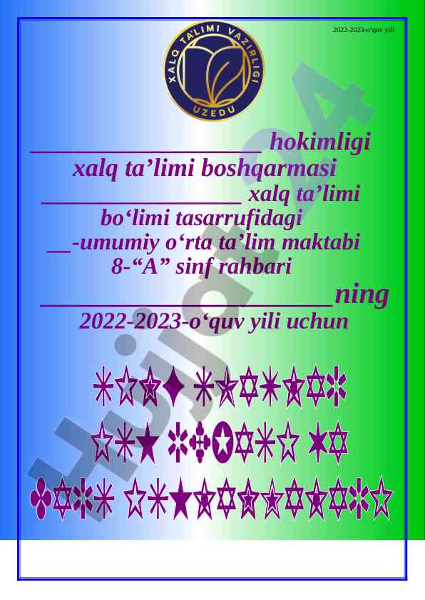 Sinf rahbari faoliyati bo‘yicha tavsiyalar