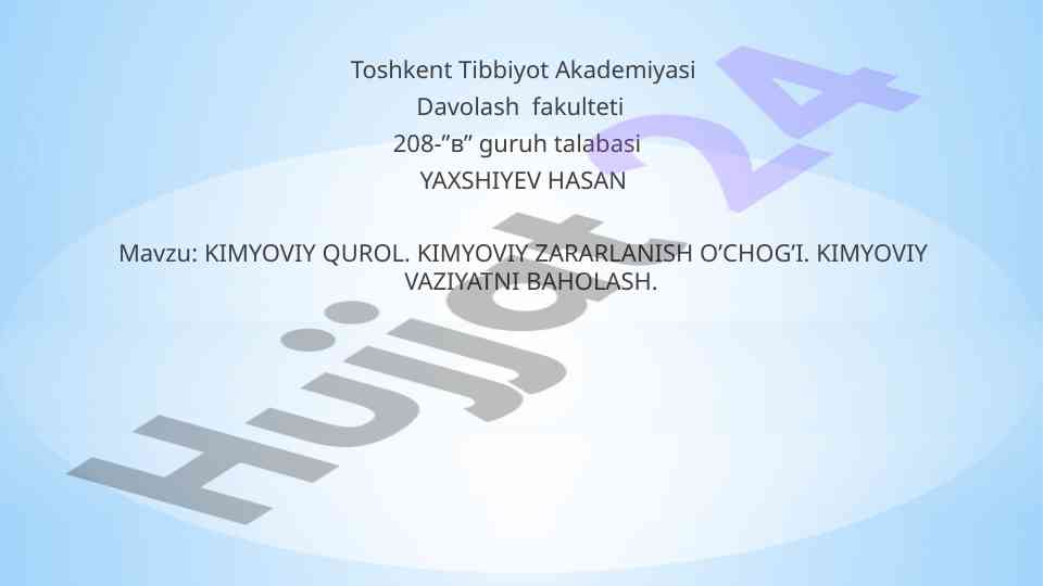 Kimyoviy qurul va zararli moddalar tahlili